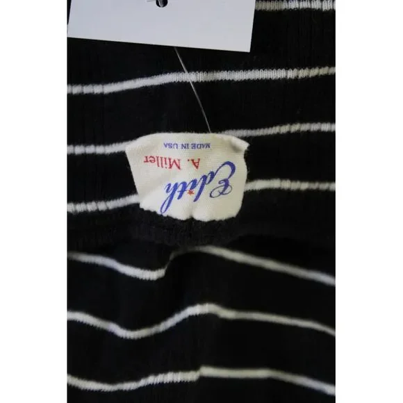 Edith A. Miller Women Striped Black Cotton Blend T-Shirt Dress Size S - Picture 4 of 4